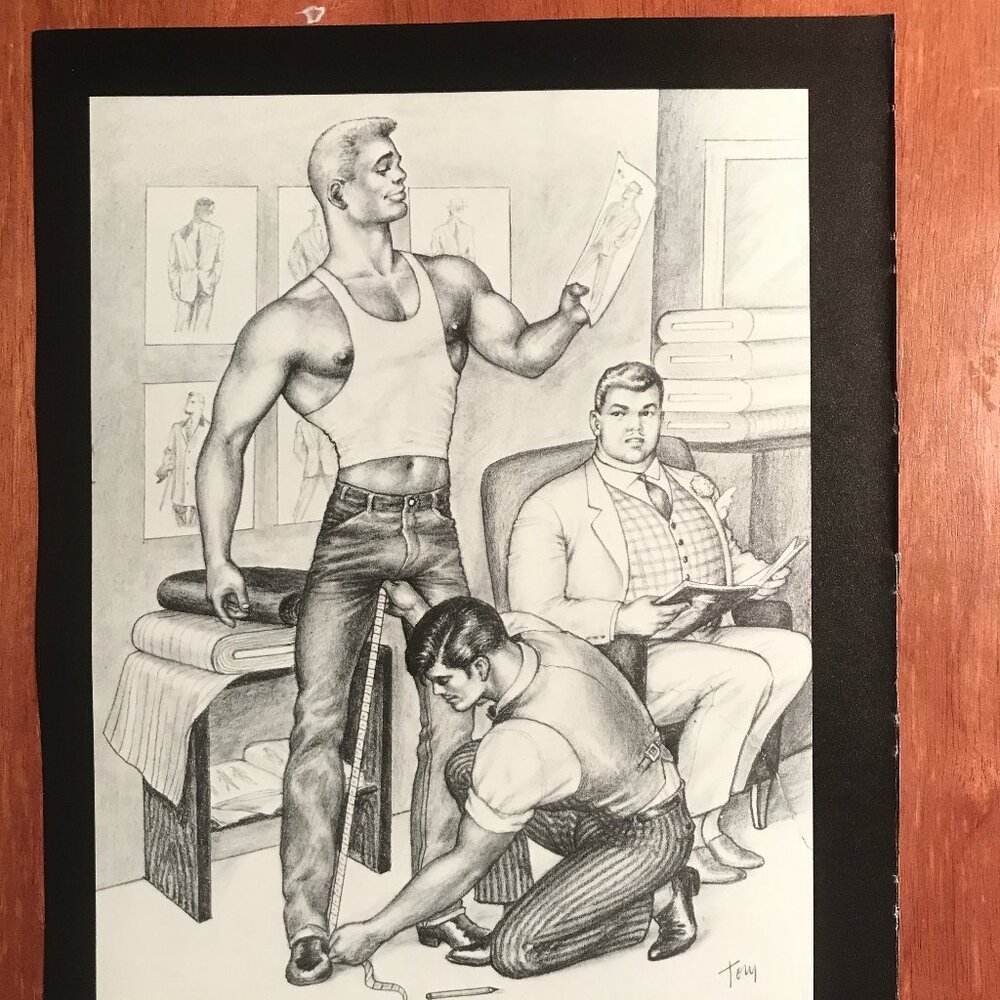 Art Page/Print from TOM of FINLAND Book - Retrospective #1 1988 Inseam Tailor/Na